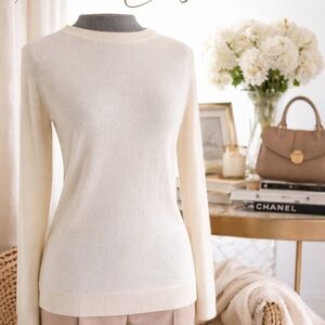 Ivory Cashmere Crew Neck Sweater Sz S